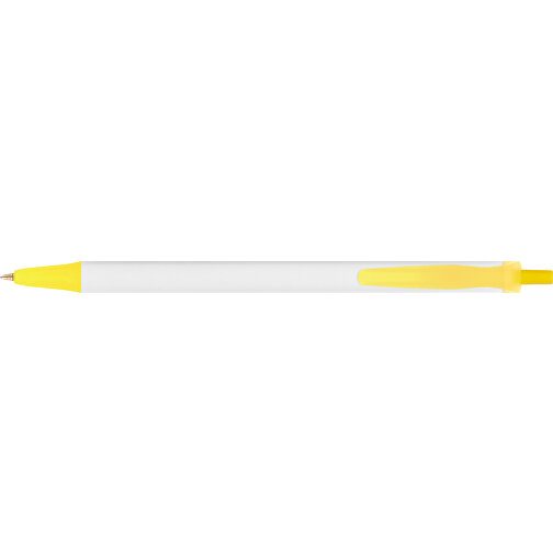 BIC® Clic Stic Kugelschreiber , BiC, weiß/gefr. gelb, Kunststoff, 14,00cm x 1,20cm (Länge x Breite), Bild 3