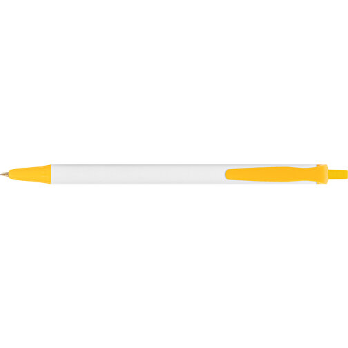 BIC® Clic Stic Kugelschreiber , BiC, weiss/gelb, Kunststoff, 14,00cm x 1,20cm (Länge x Breite), Bild 3