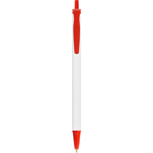 BIC® Clic Stic Kugelschreiber , BiC, weiß/rot, Kunststoff, 14,00cm x 1,20cm (Länge x Breite), Bild 1