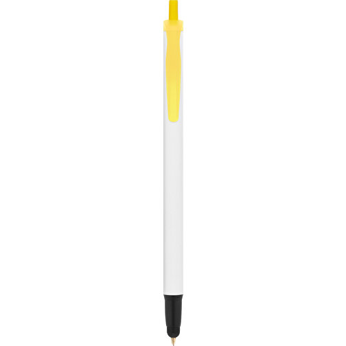 BIC® Clic Stic Stylus Kugelschreiber , BiC, weiß/gefr. gelb/schwarz, Kunststoff, 14,00cm x 1,20cm (Länge x Breite), Bild 1