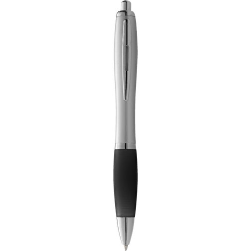 Nash Kugelschreiber Silbern Mit Farbigem Griff , silber / schwarz, ABS Kunststoff, 14,00cm (Länge), Bild 1