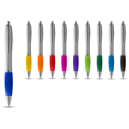 Nash Kugelschreiber Silbern Mit Farbigem Griff , silber / schwarz, ABS Kunststoff, 14,00cm (Länge), Bild 6