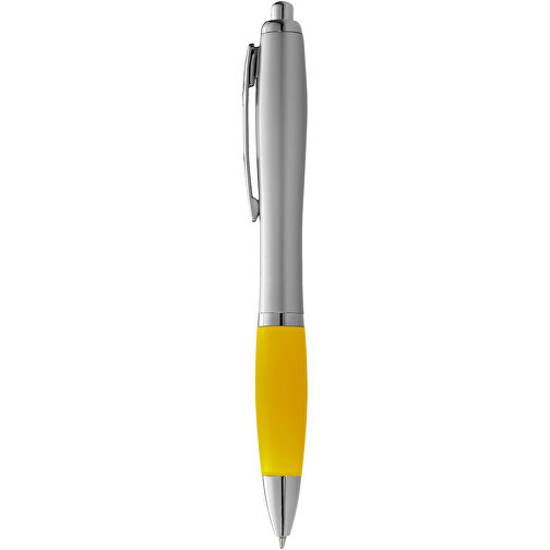 Nash Kugelschreiber Silbern Mit Farbigem Griff , silber / gelb, ABS Kunststoff, 14,00cm (Länge), Bild 2