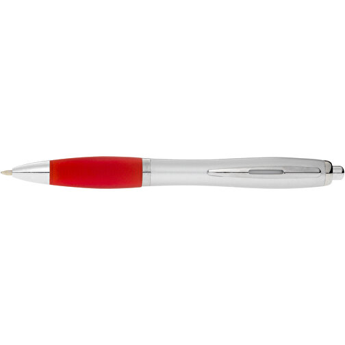Nash Kugelschreiber Silbern Mit Farbigem Griff , silber / rot, ABS Kunststoff, 14,00cm (Länge), Bild 3