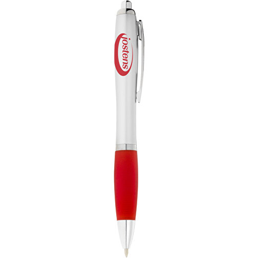 Nash Kugelschreiber Silbern Mit Farbigem Griff , silber / rot, ABS Kunststoff, 14,00cm (Länge), Bild 4