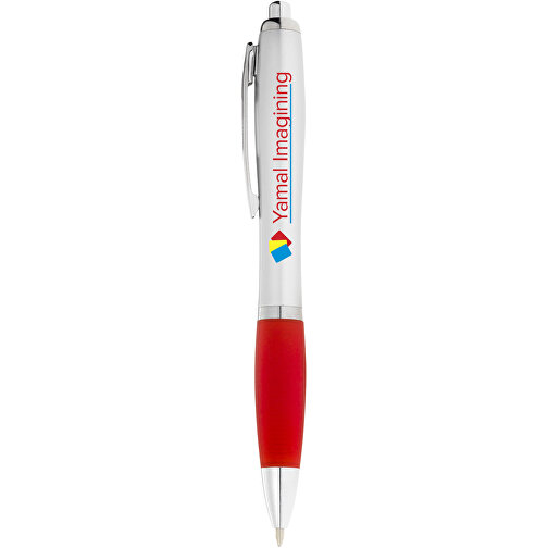 Nash Kugelschreiber Silbern Mit Farbigem Griff , silber / rot, ABS Kunststoff, 14,00cm (Länge), Bild 5