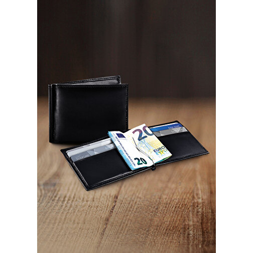 Kompaktes RFID Leder-Etui Mit Geldscheinklammer Und Kartenfächern , schwarz, Lammleder/Metall, 11,00cm x 1,40cm x 8,20cm (Länge x Höhe x Breite), Bild 4