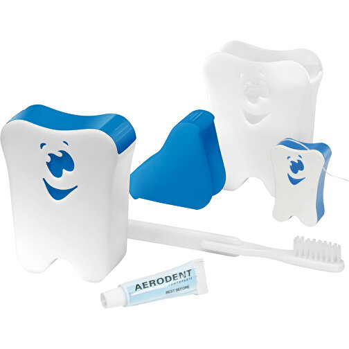 Reise-Zahnpflege-Set 'Gesicht' , weiss, blau, ABS+PP, 6,80cm x 8,90cm x 2,80cm (Länge x Höhe x Breite), Bild 1