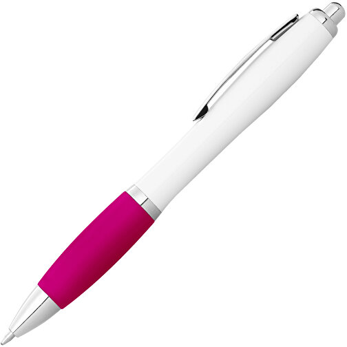 Nash Kugelschreiber Weiß Mit Farbigem Griff , weiß / rosa, ABS Kunststoff, 14,00cm (Höhe), Bild 3