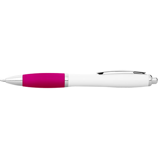 Nash Kugelschreiber Weiss Mit Farbigem Griff , weiss / rosa, ABS Kunststoff, 14,00cm (Höhe), Bild 4