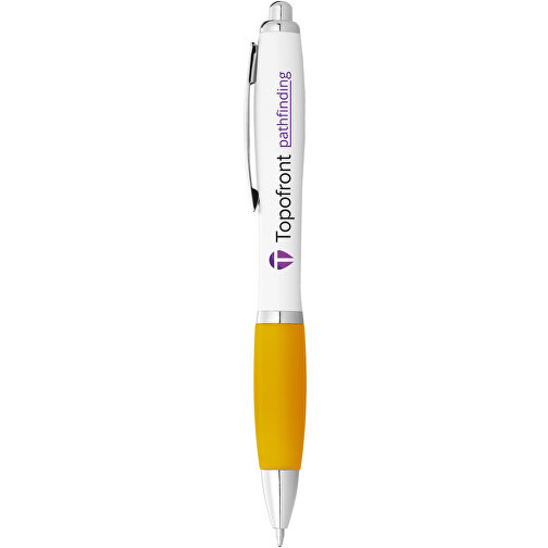 Nash Kugelschreiber Weiß Mit Farbigem Griff , weiß / gelb, ABS Kunststoff, 14,00cm (Höhe), Bild 5