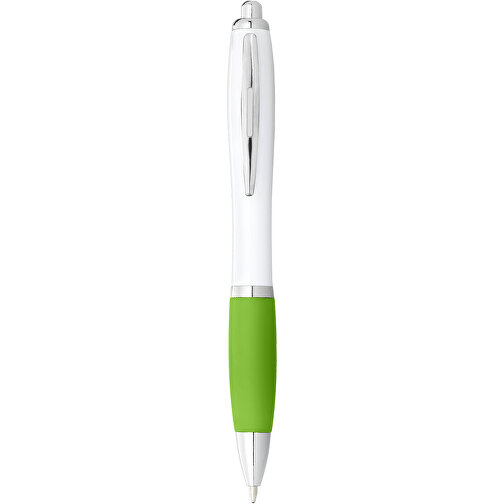 Nash Kugelschreiber Weiß Mit Farbigem Griff , weiß / limone, ABS Kunststoff, 14,00cm (Länge), Bild 1