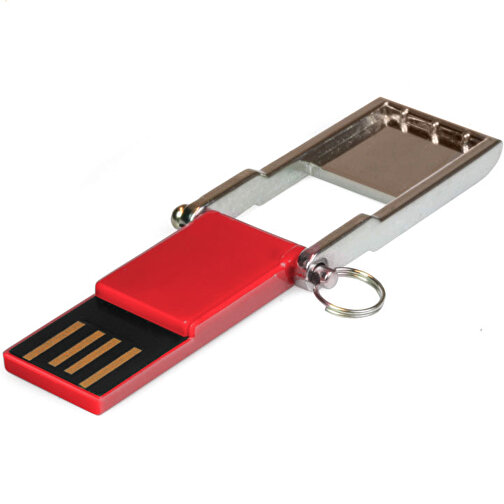 USB-Stick TINY 16GB , Promo Effects MB , silber / rot MB , 16 GB , Zinklegierung MB , 3 - 10 MB/s MB , 3,00cm x 0,40cm x 1,60cm (Länge x Höhe x Breite), Bild 3