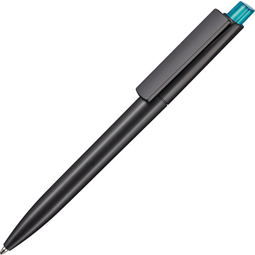 Kugelschreiber CREST RECYCLED , Ritter-Pen, schwarz recycled/türkis TR/FR, ABS-Kunststoff, 14,90cm (Länge), Bild 2
