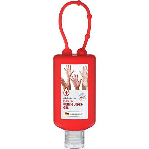 Gel limpiador de manos, 50 ml Bumper rojo, Body Label (R-PET), Imagen 1