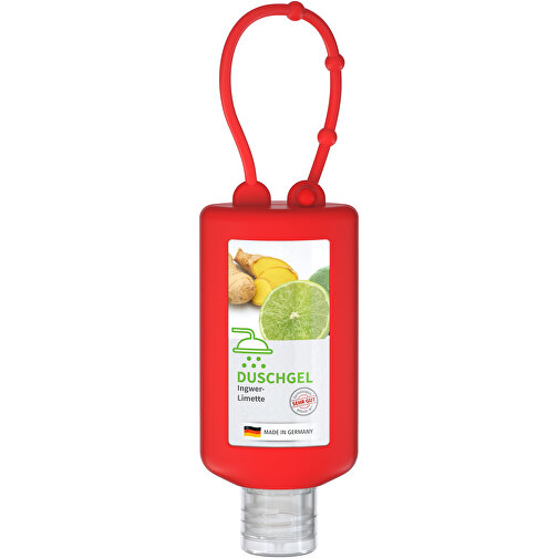 Duschgel Ginger-Lime, 50 ml Bumper red, Body Label (R-PET), Bild 1
