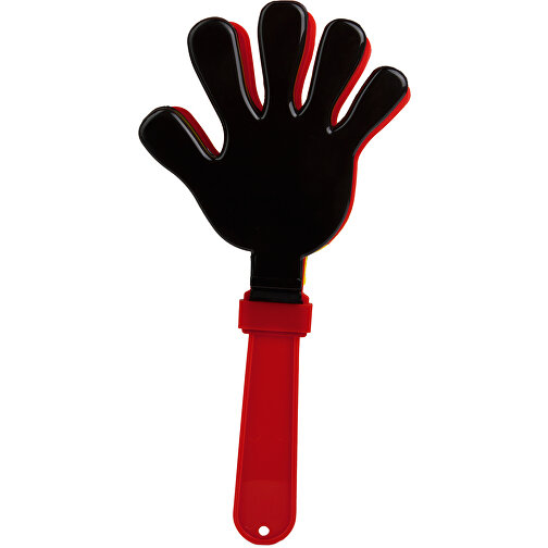 Klapperhand , schwarz/rot/gelb, Kunststoff, 28,50cm x 2,20cm x 13,50cm (Länge x Höhe x Breite), Bild 2