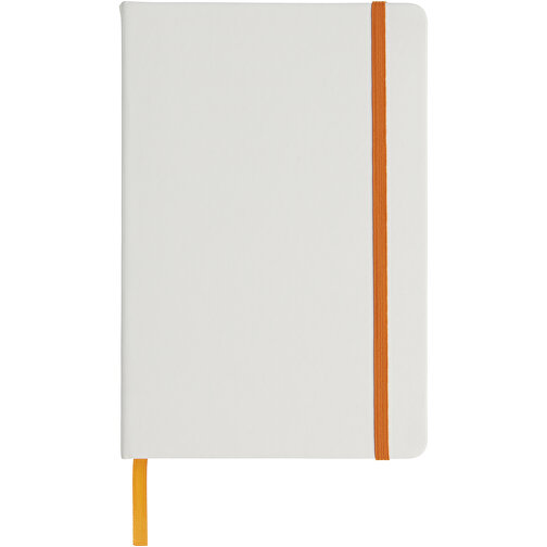 Spectrum Weißes A5 Notizbuch Mit Farbigem Gummiband , weiß / orange, PU Kunststoff, 21,00cm x 1,40cm x 14,00cm (Länge x Höhe x Breite), Bild 1
