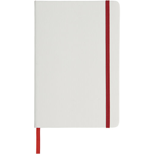 Spectrum Weißes A5 Notizbuch Mit Farbigem Gummiband , weiß / rot, PU Kunststoff, 21,00cm x 1,40cm x 14,00cm (Länge x Höhe x Breite), Bild 1