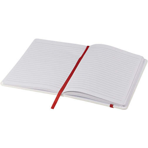 Spectrum Weisses A5 Notizbuch Mit Farbigem Gummiband , weiss / rot, PU Kunststoff, 21,00cm x 1,40cm x 14,00cm (Länge x Höhe x Breite), Bild 4