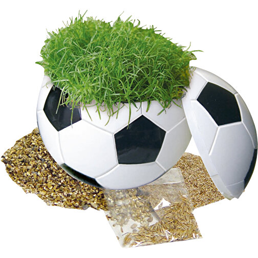 Rasender Fußball In Präsentpackung , weiß, Kunststoff, Substrat, Folie, Samen, Papier, 9,50cm x 9,50cm x 9,50cm (Länge x Höhe x Breite), Bild 1