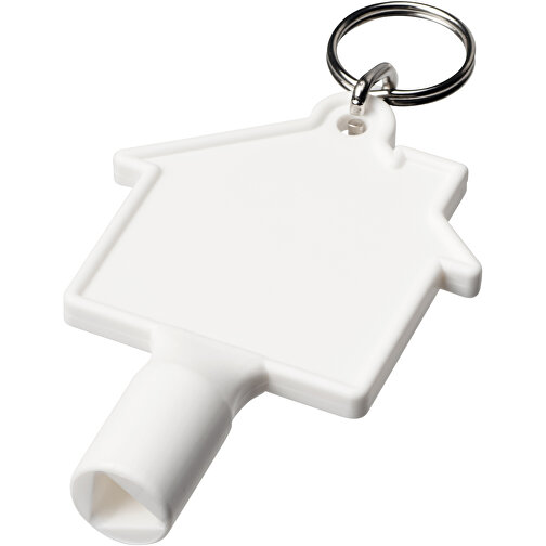 Maximilian Universalschlüssel In Hausform Als Schlüsselanhänger , weiß, HIPS Kunststoff, Metall, 7,60cm x 1,40cm x 5,00cm (Länge x Höhe x Breite), Bild 1