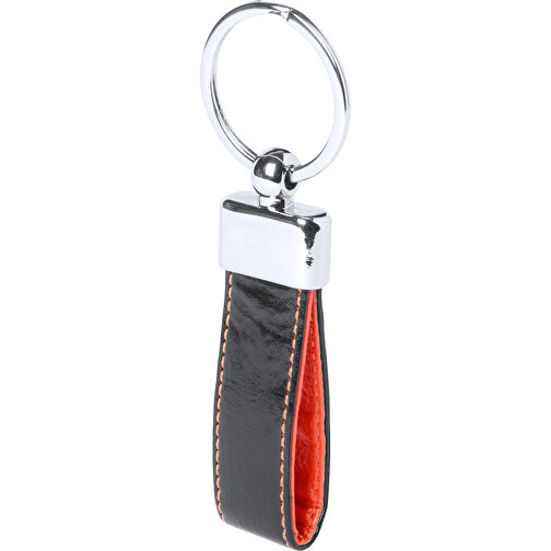 Schlüsselanhänger BORIEM , rot, Metall/ PU, 2,50cm x 1,00cm x 8,00cm (Länge x Höhe x Breite), Bild 1