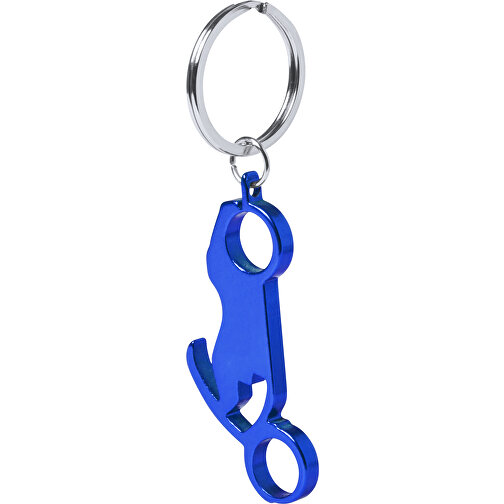 Schlüsselanhänger Flaschenöffner BLICHER , blau, Aluminium, 3,00cm x 0,40cm x 6,60cm (Länge x Höhe x Breite), Bild 1
