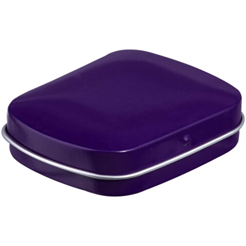 Mini-Klappdeckeldose, Logo Pfefferminz , violett, Metall, 4,60cm x 1,85cm x 5,90cm (Länge x Höhe x Breite), Bild 1