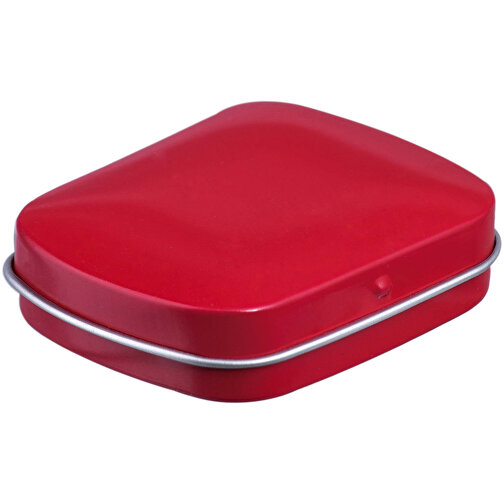 Mini-Klappdeckeldose, Logo Pfefferminz , rot, Metall, 4,60cm x 1,85cm x 5,90cm (Länge x Höhe x Breite), Bild 1