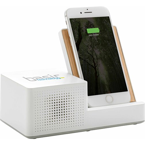 Ontario 5W Wireless Charger Und Lautsprecher, Weiß , weiß, Bambus, 16,80cm x 11,80cm (Länge x Höhe), Bild 9