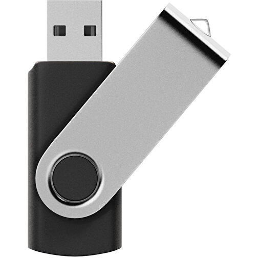 USB-Stick SWING Color 2.0 2 GB , Promo Effects MB , schwarz / silber MB , 2 GB , Kunststoff, Metall MB , 5,80cm x 1,09cm x 1,90cm (Länge x Höhe x Breite), Bild 1