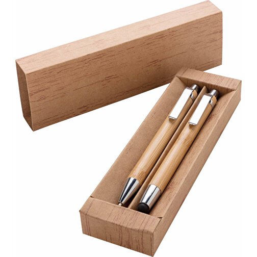Bambus Schreibset , braun, Bambus, Metall, 5,30cm x 17,30cm x 2,30cm (Länge x Höhe x Breite), Bild 5