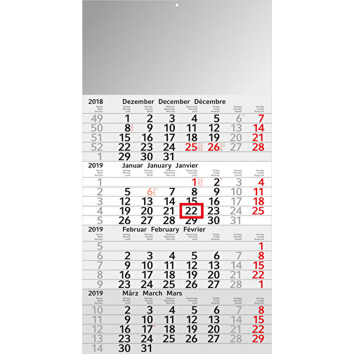 4-Monats-Kalender Budget 4 X.press , hellgrau, rot, Papier, 56,00cm x 30,00cm (Länge x Breite), Bild 2