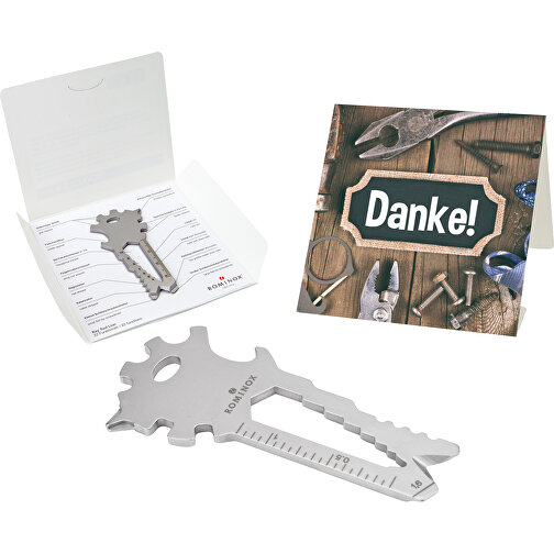 Set de cadeaux / articles cadeaux : ROMINOX® Key Tool Lion (22 functions) emballage à motif Danke, Image 1