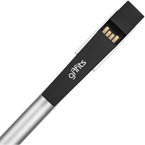 USB Kugelschreiber UK-I Mit Geschenkverpackung , Promo Effects MB , silber MB , 4 GB , Metall, Clip gummiert MB , 3 - 10 MB/s MB , 13,80cm (Länge), Bild 3