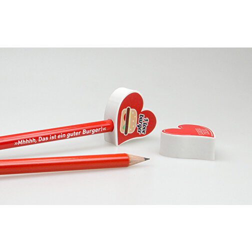Aufsteck Radiergummi Für Bleistifte, Herz , weiß, TPE, 3,10cm x 1,30cm x 3,20cm (Länge x Höhe x Breite), Bild 2