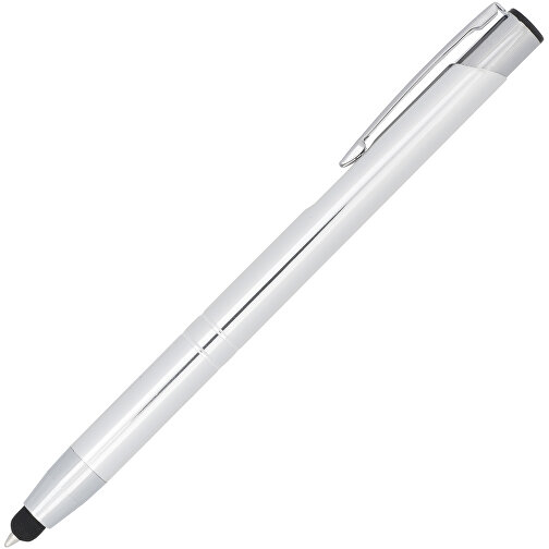 Moneta Kugelschreiber Mit Metall Touchpen , titan, Aluminium, 13,80cm x 13,50cm (Länge x Höhe), Bild 2