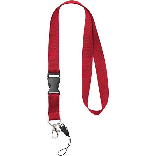 Sagan Lanyard Mit Abnehmbarer Schnalle Und Handyband , rot, Polyester, 2,00cm x 51,00cm x 0,20cm (Länge x Höhe x Breite), Bild 2