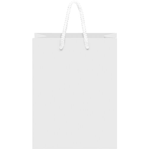 Laminierte Papiertasche, Mittel , weiß, Papier, 24,00cm x 30,00cm x 10,00cm (Länge x Höhe x Breite), Bild 4