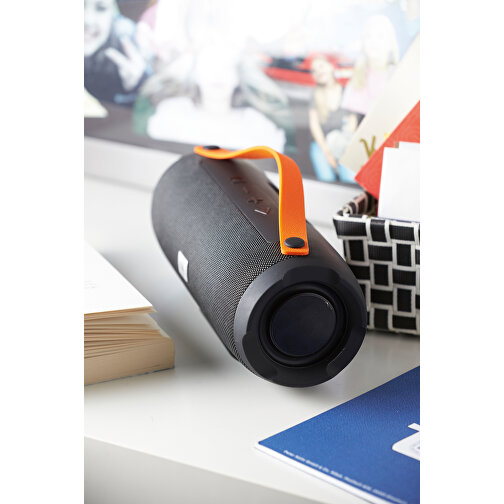 Wireless-Lautsprecher MEGA BOOM , orange, schwarz, Kunststoff / Polyester / Silikon, 23,00cm (Höhe), Bild 2