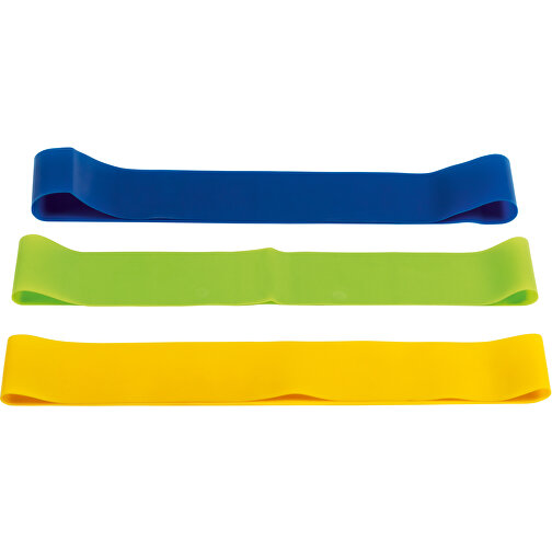 Fitnessbänder SPORTY BAG , blau, gelb, hellgrün, Latex, 8,50cm x 15,00cm (Länge x Breite), Bild 2