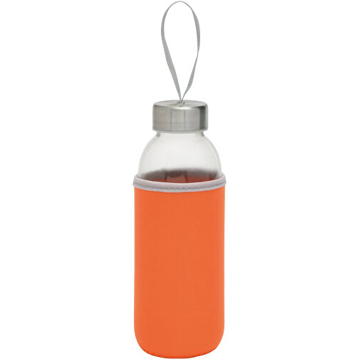 Glas-Flasche TAKE WELL , orange, transparent, Glas / SBR / Edelstahl, 18,50cm (Höhe), Bild 1