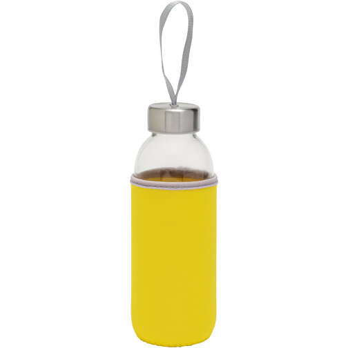 Glas-Flasche TAKE WELL , gelb, transparent, Glas / SBR / Edelstahl, 18,50cm (Höhe), Bild 1