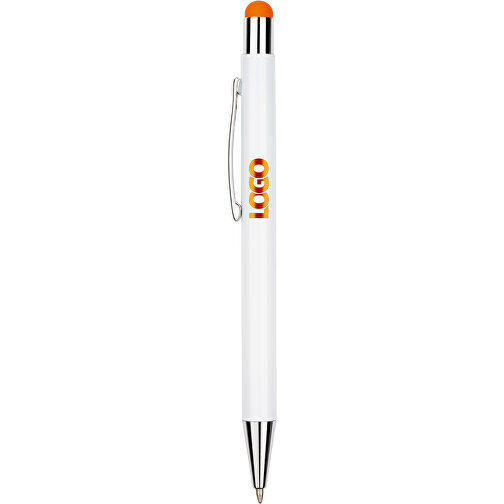 Kugelschreiber Philadelphia , Promo Effects, weiß/orange, Aluminium, 13,50cm x 0,80cm (Länge x Breite), Bild 4