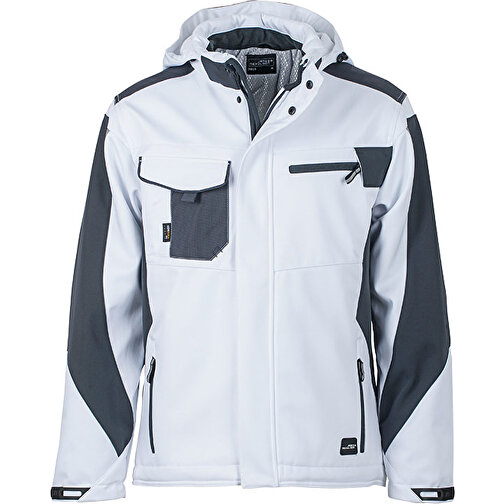 Craftsmen Softshell Jacket , James Nicholson, weiß/carbon, 100% Polyester, 4XL, , Bild 1