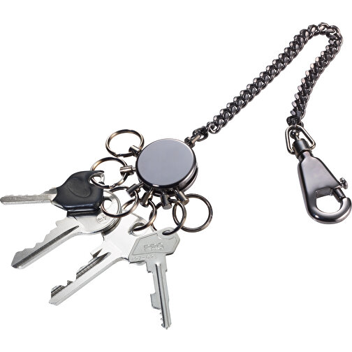 TROIKA Schlüsselanhänger PATENT CHAIN , Troika, black chrome, Messing, Metall, 13,00cm x 0,90cm x 2,50cm (Länge x Höhe x Breite), Bild 2