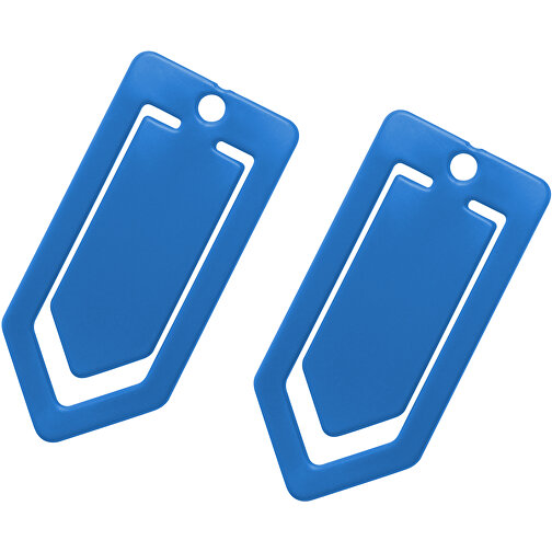 Zettelklammer, Midi , blau, PS, 8,30cm x 0,20cm x 3,90cm (Länge x Höhe x Breite), Bild 1
