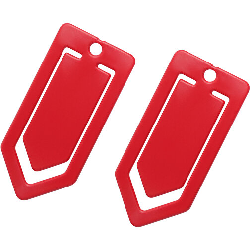 Zettelklammer, Midi , rot, PS, 8,30cm x 0,20cm x 3,90cm (Länge x Höhe x Breite), Bild 1