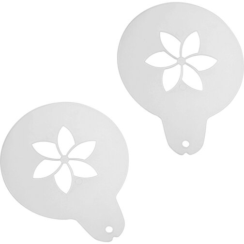 Cappuccino-Schablone 'Blume' , gefrostet glasklar, PP, 12,40cm x 0,10cm x 9,70cm (Länge x Höhe x Breite), Bild 1